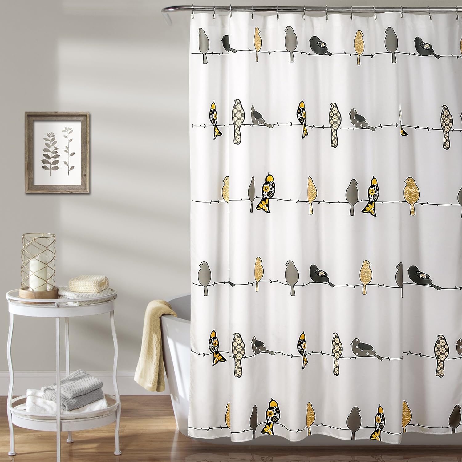

Lush Decor Rowley Birds Shower Curtain -Colorful Bird & Floral Pattern, Playful Design, Farmhouse & Coastal Bath Decor W60H190(CM)-1 Pcs