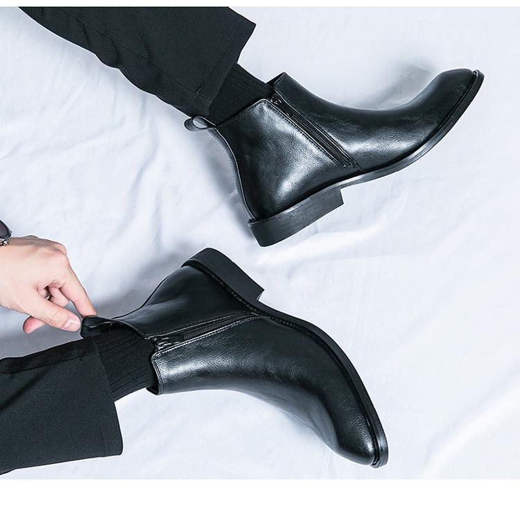 Men's Chelsea Boots: Large Size Retro Leather Pull-on for Autumn/Winter
