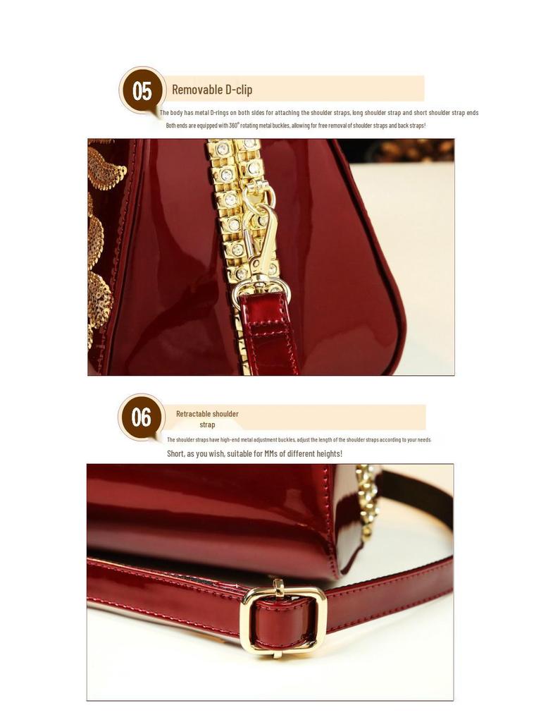 Patent Leather Mom's Handbag: Fashionable Genuine Leather Crossbody Shoulder Bag