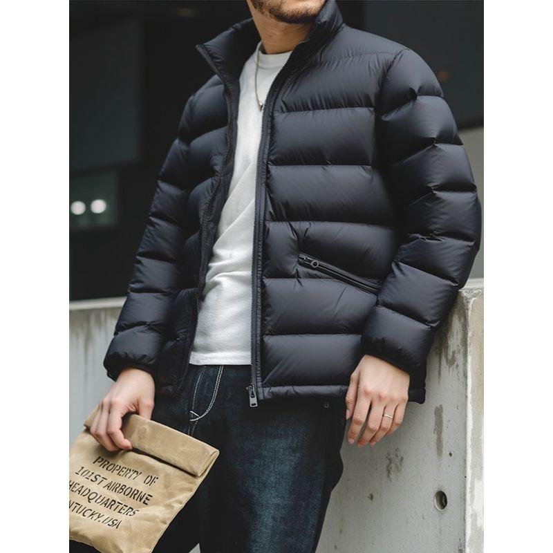 95% Duck down Outdoor Sports Lightweight Ribbed down Jacket for Men, Winter Stand Collar Cotton Coat, Export Men's Cotton Clothing