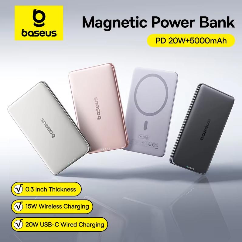 Baseus Card Magnetic Wireless 20W Fast Charging Power Bank 5000mAh Apple 16/15/14 Huawei Xiaomi Phone