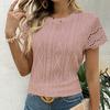 Spring/Summer European and American Fashion Women's Round Neck Hollow Short Sleeve Round Neck T-shirt Top