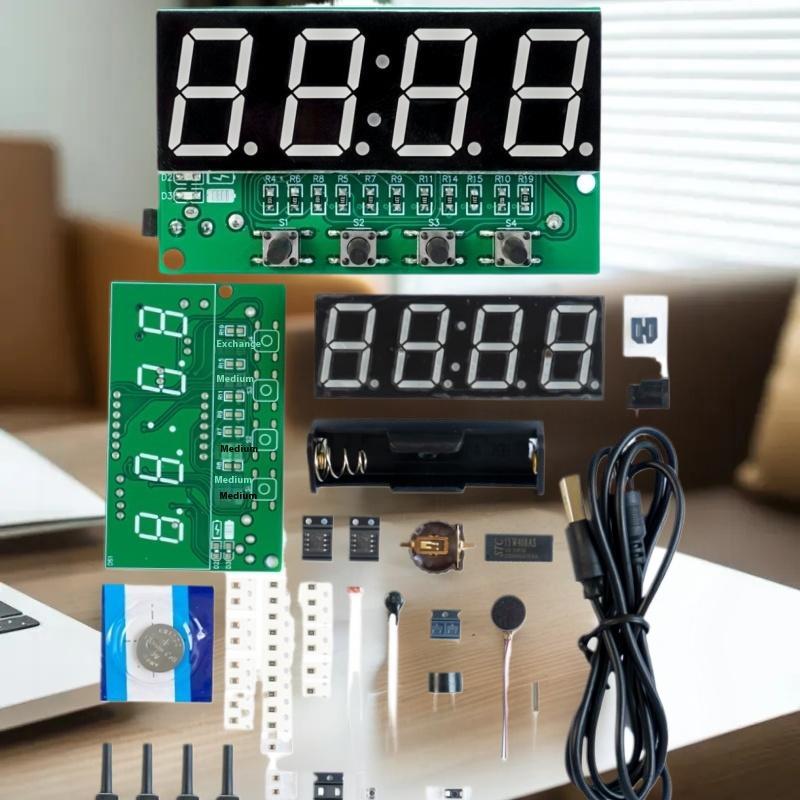 Soldering Practice Equipment, DIY Digital Alarm Clock with Mini Weather Station DC 5V.