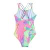 Mädchen Badeanzug einteilig Tie-Dye Farbverlauf Print Lässig Sommer Strandmode Verstellbare Träger Bequeme Passform