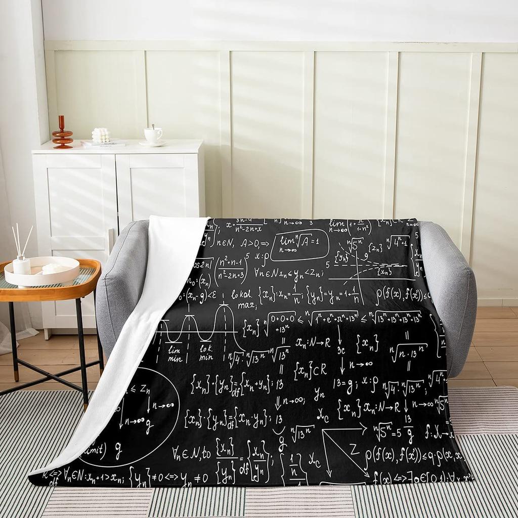 Mathematical equation digital-printed polyester Bedroom velvet flannel cover blanket Fleece soft sofa cover blankets for beds