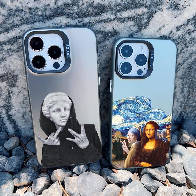 Art Aesthetic David Mona Lisa Phone Case For iPhone 16 15 14 13 Pro Max Mini 15 14 Plus 12 11 Pro Max Shockproof Laser Cover