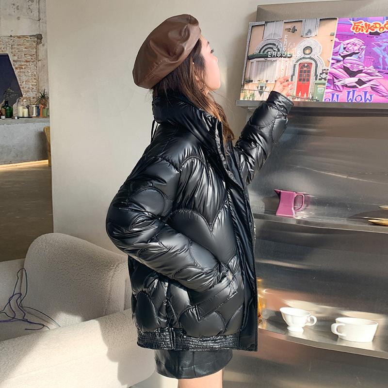 Dámské podzimní zima límec s kapucí dlouhý rukáv jednobarevná velká kapsa vlnitý vzor teplý kabát