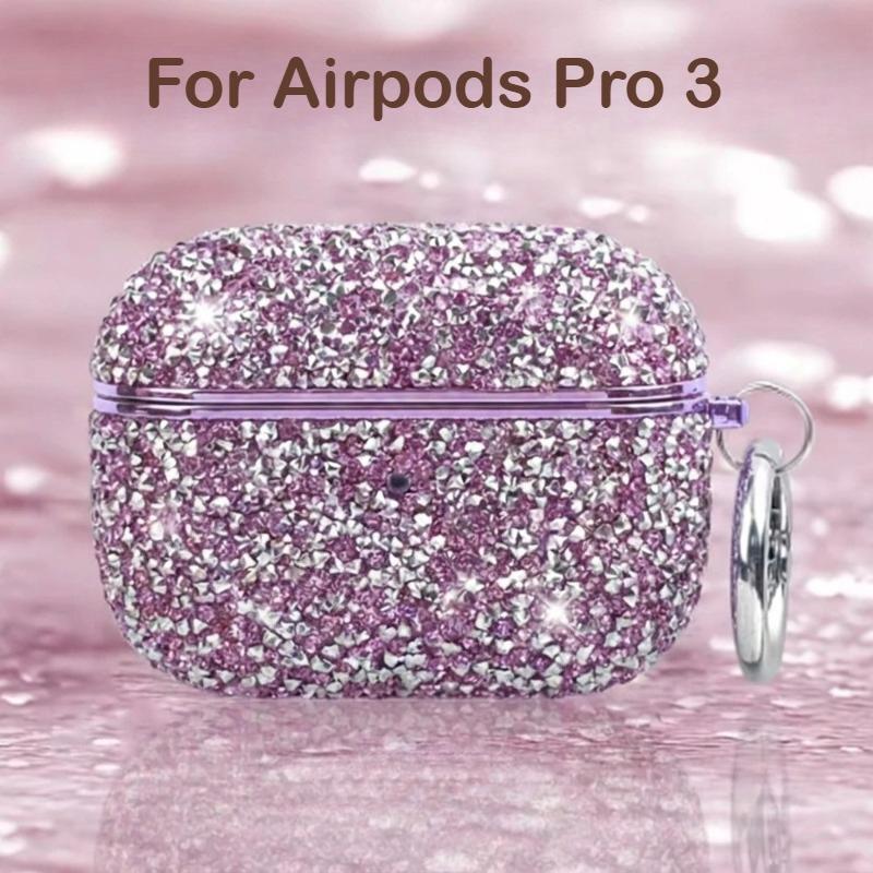 Etui do AirPods Pro3 AirPods 4 3 2 1 Pro 2 Błyszczące Brokatowe Diamentowe Błyszczące Ochronne Pokrowiec z Pierścieniem dla Kobiet Dziewczyn