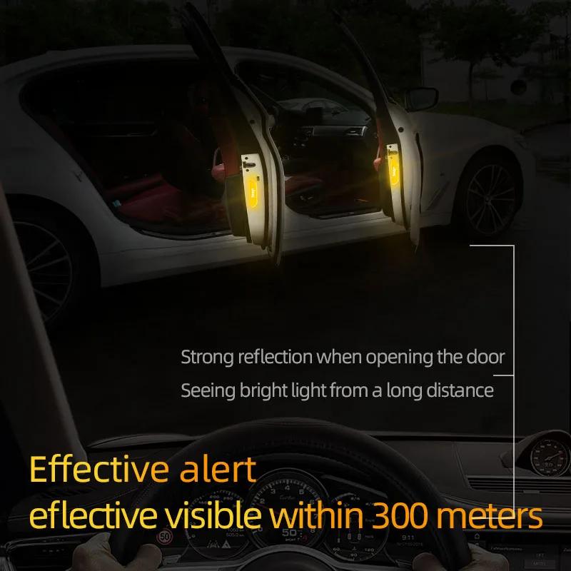 For Jeep 4PCS Reflective Car Door Sticker Safety Warning Reflector Mark For Jeep Grand Cherokee Wrangler JK Gladiator Compass