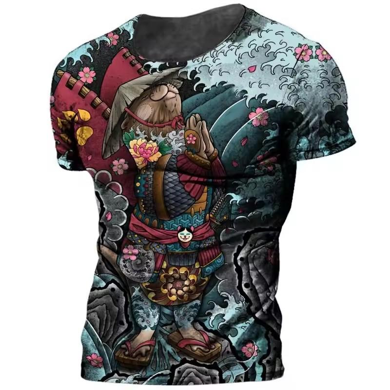 3D Printed Japanese Samurai T-Shirt Men Cool Warrior Graphic Tees Casual Harajuku Loose O-Neck T Shirts Short Sleeve Tops