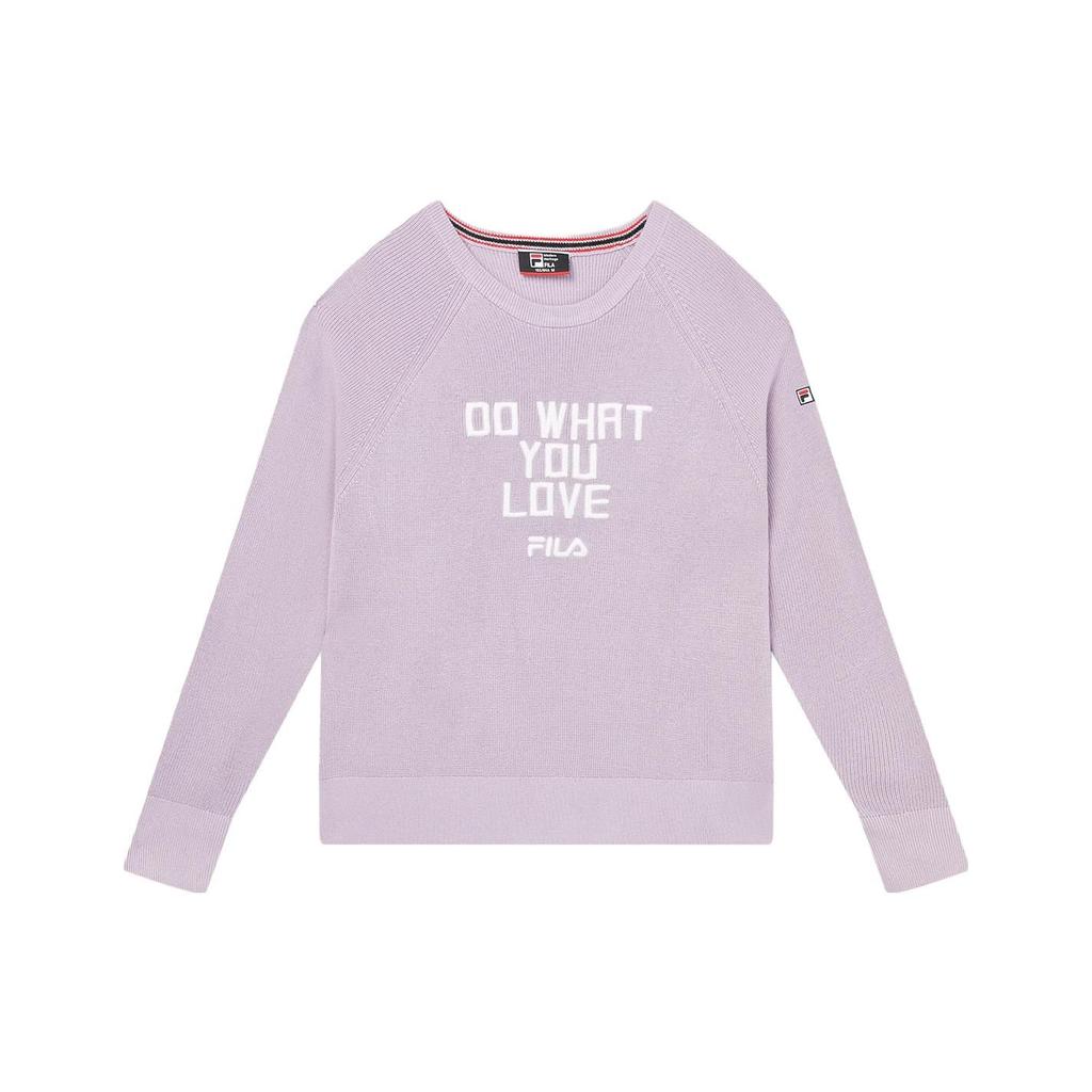 FILA Letter Print Casual Long Sleeve Knit Top Women tops Dreamy-Purple F11W331409F-VT