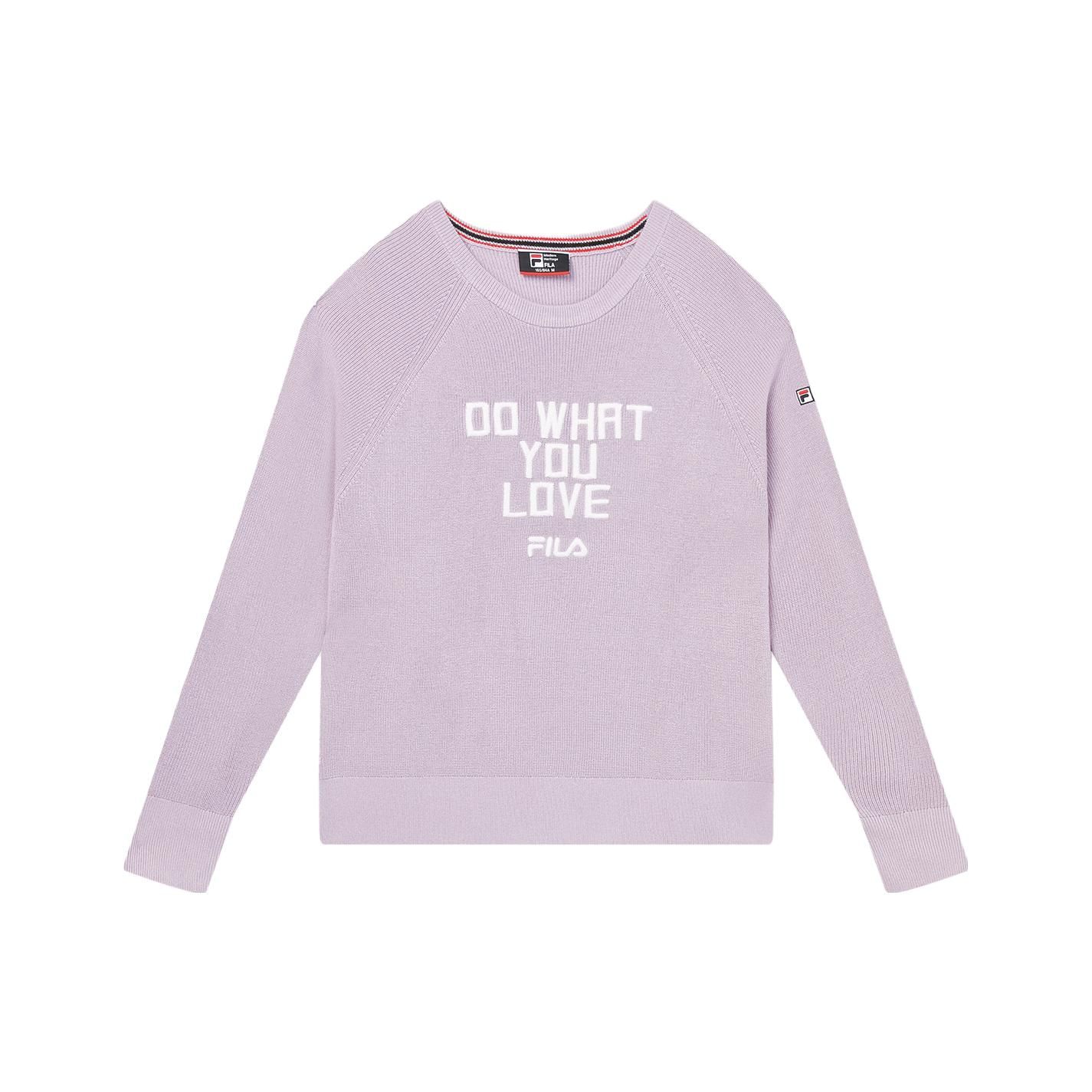 

FILA Letter Print Casual Long Sleeve Knit Top Women tops Dreamy-Purple F11W331409F-VT
