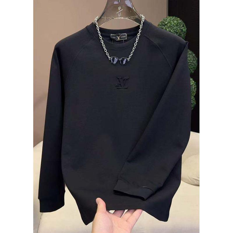 Men s Autumn Round Neck Letter Print Sweatshirt - Casual Long Sleeve Style XXXL чёрный