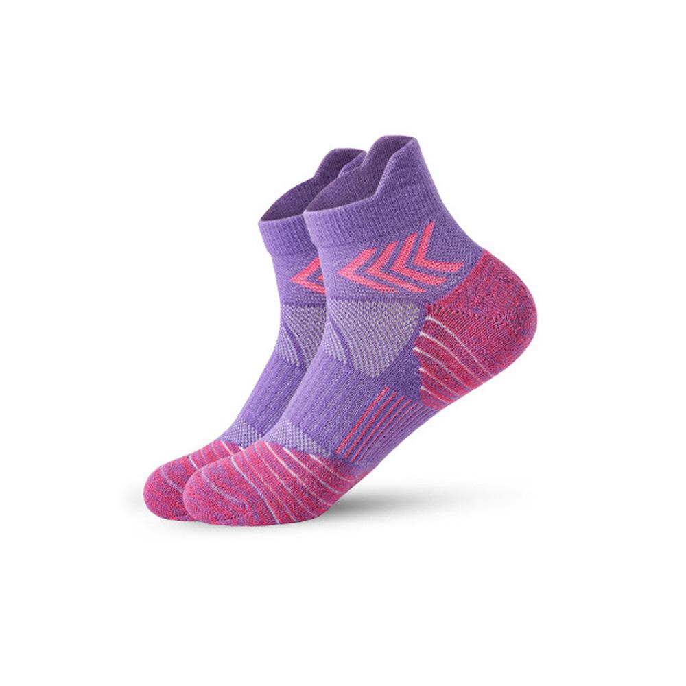 

1 пара беговых носков до щиколотки для женщин, спортивные хлопковые носки с амортизацией для тренировок, короткие носки, женские сетчатые носки с петельчатой подошвой EUR35-40 фиолетовый