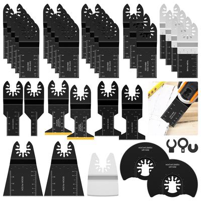 8/33 Stück Oszillierende Sägeblätter Set Universal Titan Bimetall Oszillierende Multitool Klingen mit 3 Adaptern zum Schneiden von Metall Holz