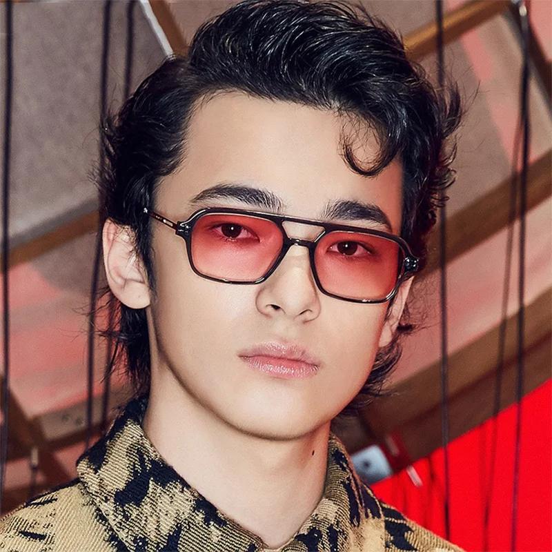 Retro Dámské Pilotky s Dvojitým Můstkem Módní Růžové Gradientní Brýle Trendy Duté Leopardí Modré Sluneční Brýle Pánské Stíny