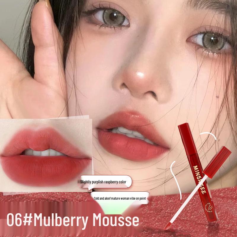 Mingxizhi Little Red Tube Velvet Matte Lip Mud - Long-lasting, Whitening Lip Gloss for Autumn/Winter
