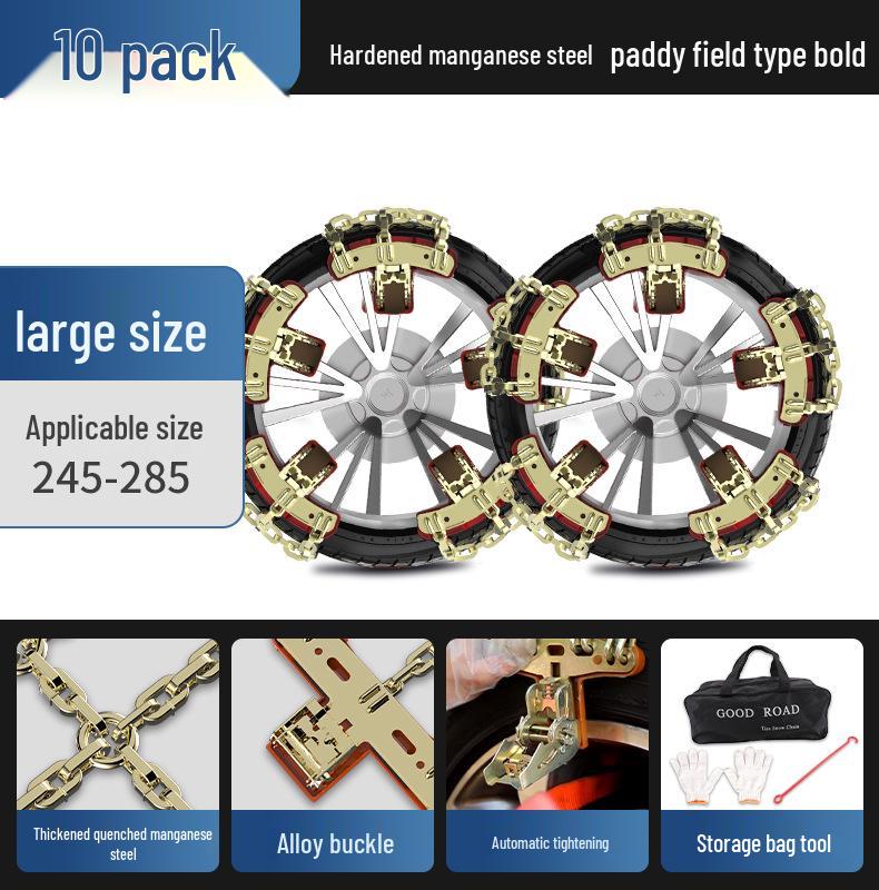 Universal Anti-Skid Chains for Cars, SUVs, and Off-Road Vehicles – Tire-Friendly for Winter Snow