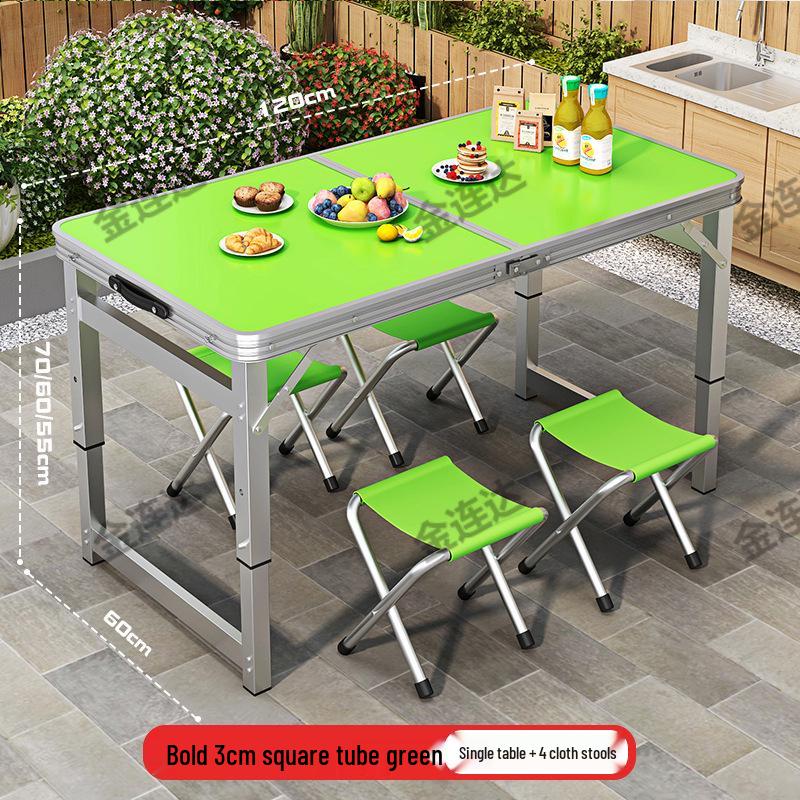 Portable Aluminum Folding Table for Outdoor Dining and Market Stalls - Adjustable and Compact