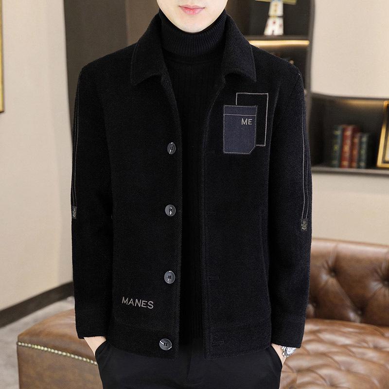 Men’s Thick Woolen Coat: Autumn/Winter Casual, Short, with Cotton Padding and Fleece Lining