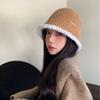 Autumn and Winter Face Showing Japanese Style Wool Bucket Hat Knitted Warm Fisherman Hat Outdoor Leisure