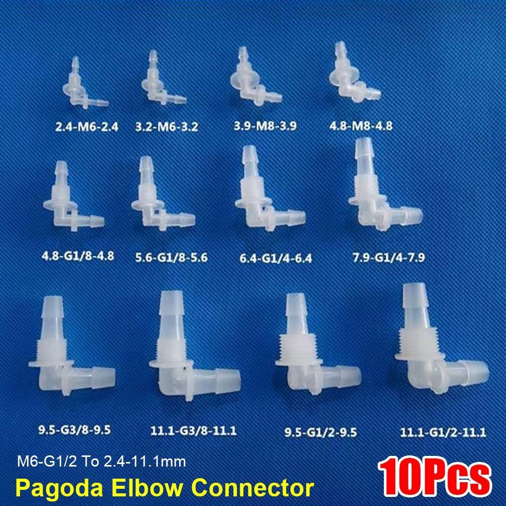 

10 шт. PP PE Пагода Коліно З єднувач Пластикові Фітинги для Іригаційного Шланга для Фітингів Акваріума 10Pcs 4.8-G1/8-4.8