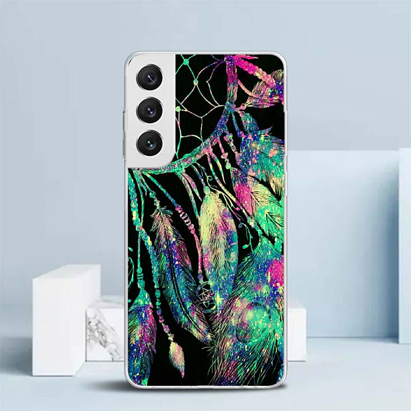 Retro Feather Dreamcatcher Soft Cover for Samsung Galaxy S25 Edge S26 S24 S23 Ultra Phone Case S22 S21 Plus S20 FE Print Pattern
