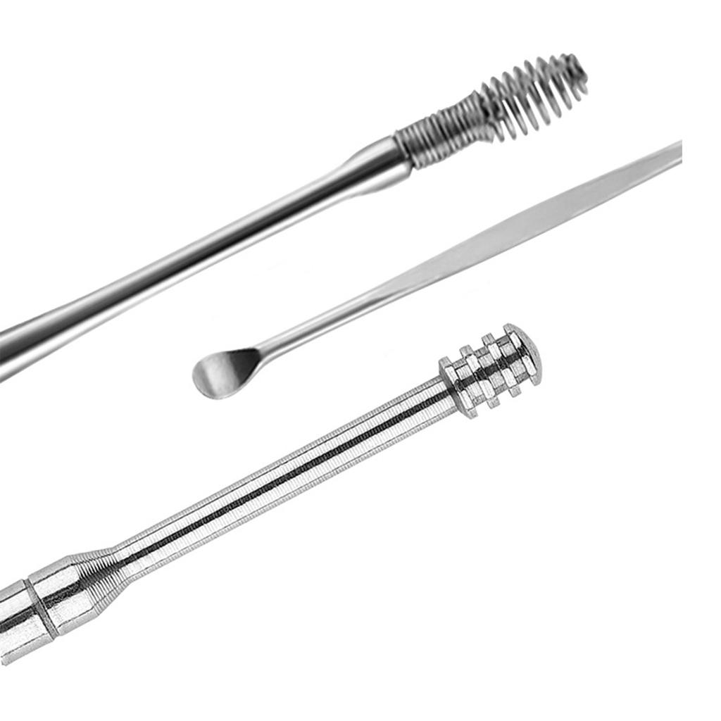 Ear Wax Removal Tool Set Stainless Steel Ear Cleansing Tool Kit with Brush Material Cleaning Brush5 Piece Set