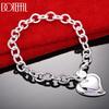 925 Sterling Silver Double Heart Pendant Bracelet Fashion Wedding Jewelry