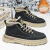 Martin boots men's winter velvet thickened warm high-top tooling shoes British retro men's shoes medium-top snow cotton shoes