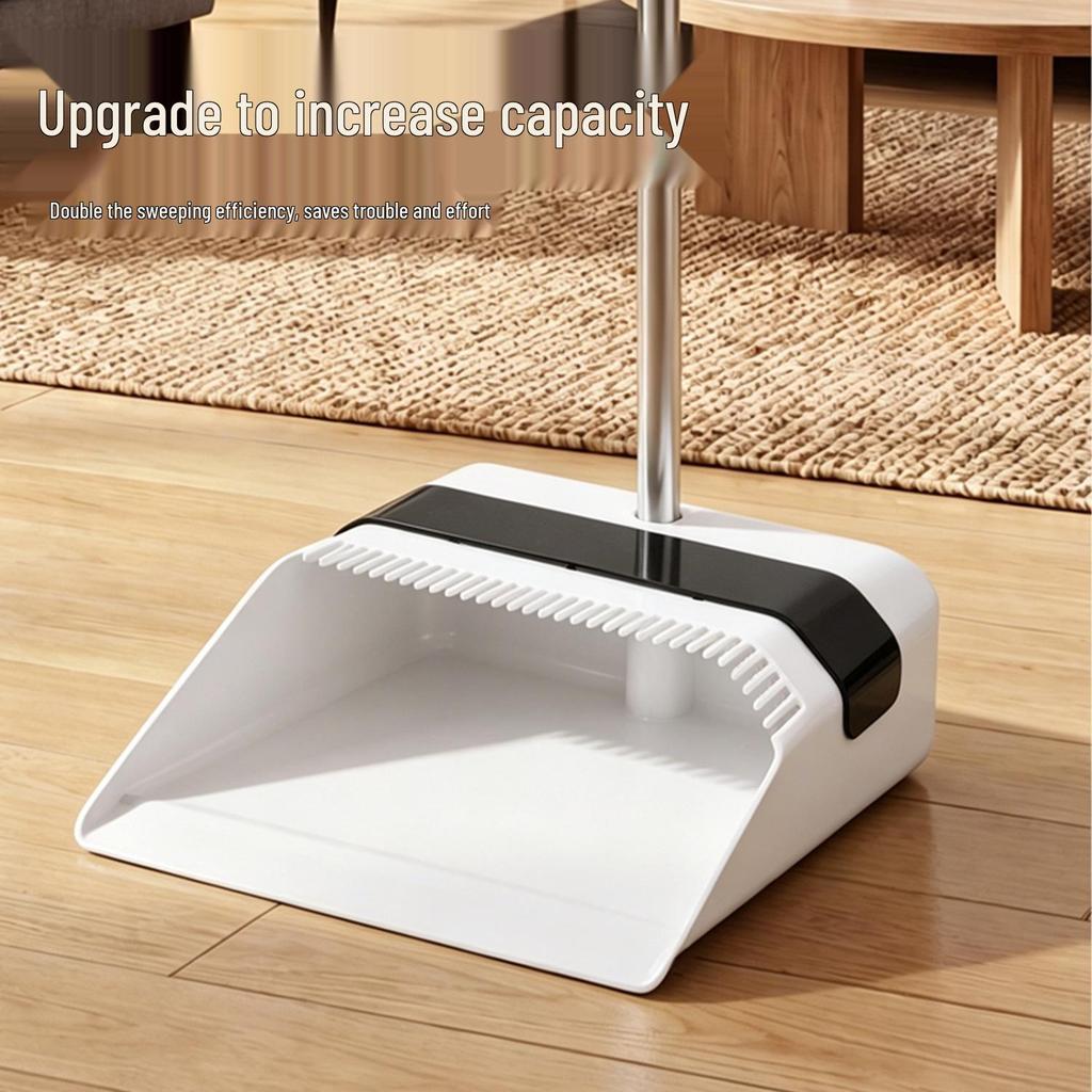 Large Soft Bristle Broom & Dustpan Set - Non-Stick Hair Cleaning, Two-Piece Sweeping Combo