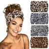 Kadınlar ve Kızlar için Bantlar Geniş Esnek Boho Afrika Türban Headwrap Düğümlü Leopar Kafa Bantları Yoga Sweartband Moda Saç Aksesuarları