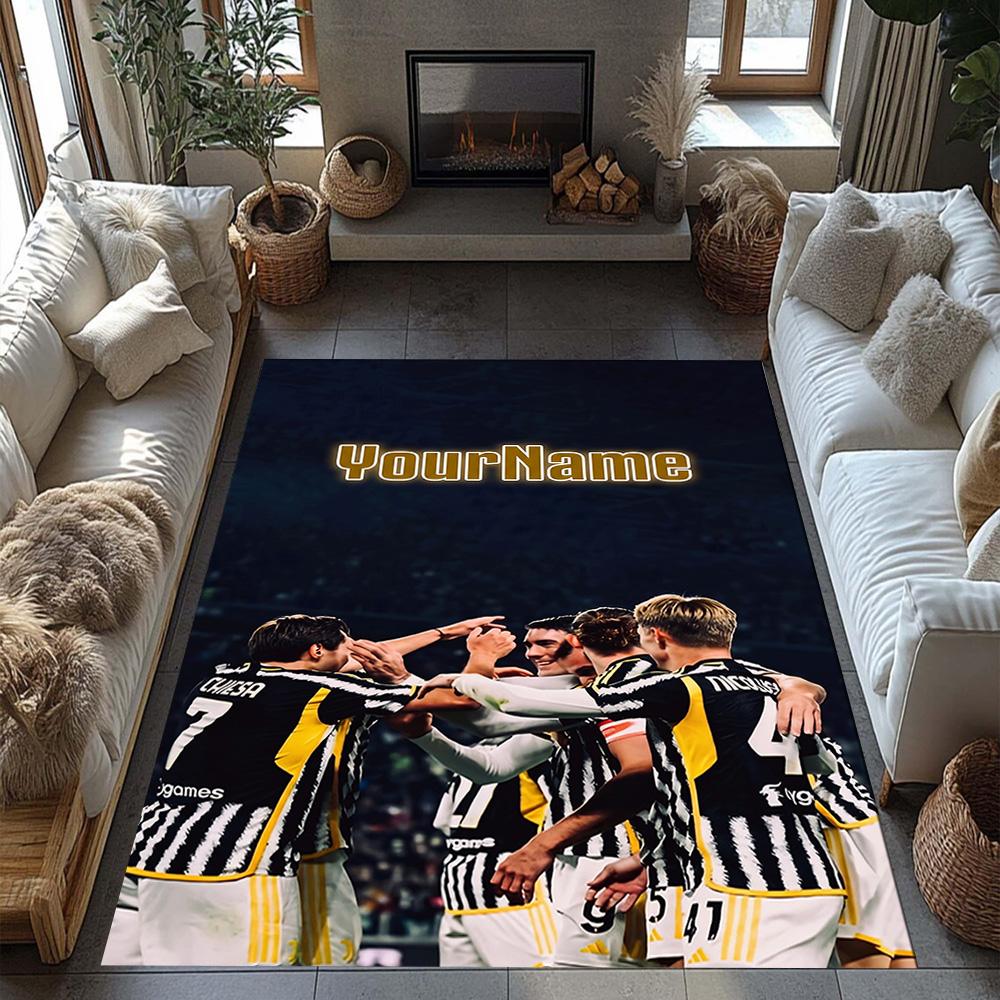 Juventus Customized Name Floor Rug Office Rug Design for Balcony Living Rooms Kitchen Entryway Antislip Carpet Anime Office Decor