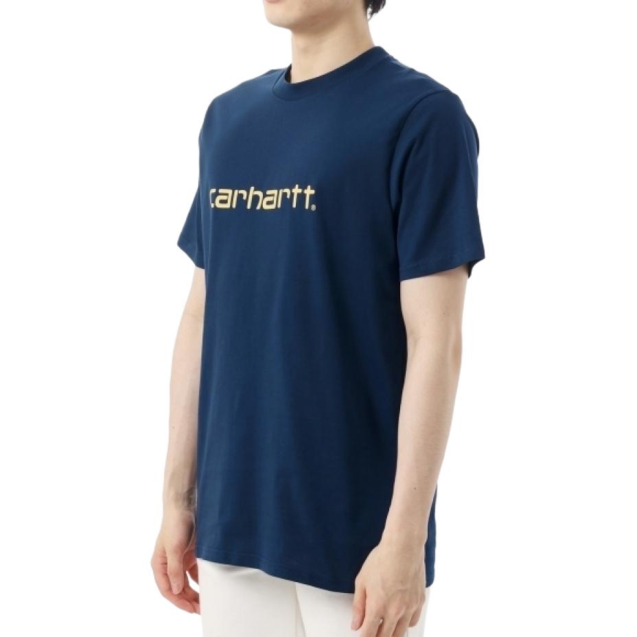 Carhartt WIP Logo Print Crew Neck Short Sleeve T-Shirt Men tops Blue I031047-2QF-XX