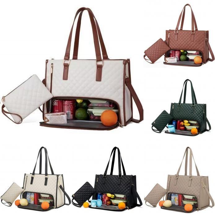 Sophisticated Pu Tote Bag With Inner Divider And Lunch Storage For Daily Commute