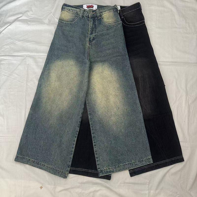 RogueWave Y2K Nové Streetwear Džíny Vintage Prané Volné Džíny Harajuku Punk Rovné Ležérní Gotické Široké Kalhoty