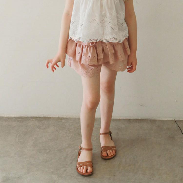 Girls' Lace Skirt Shorts - Lightweight Summer Cotton for Ages 3-10