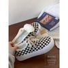 Platform plaid shoes women's new one-pedal heightening canvas shoes versatile board shoes 528
