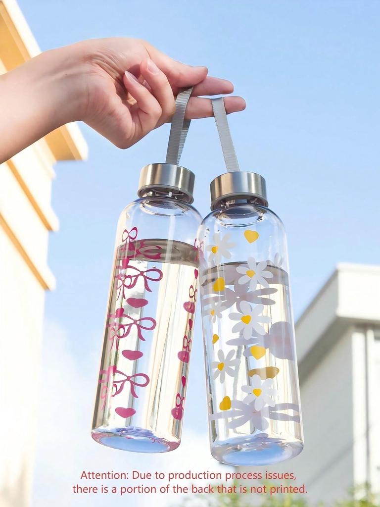 550ml Bowknot Plastic Water Bottle Little Daisy Gym Sport Water Bottle Leakproof Water Cup for Gym Travel Outdoor Activiti