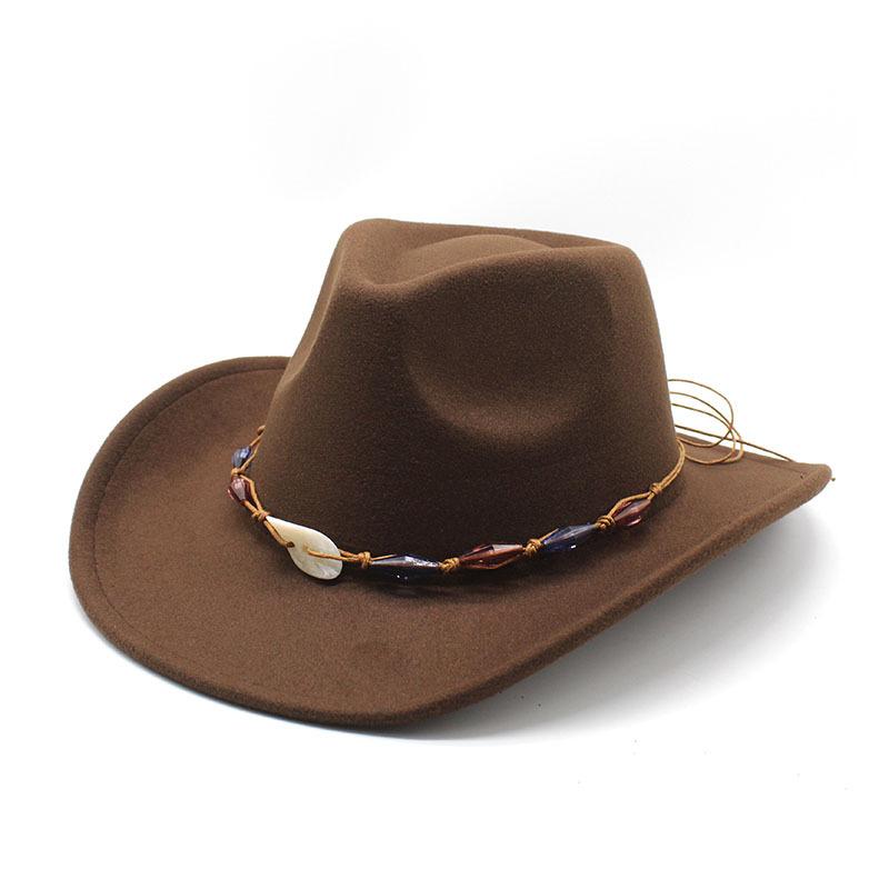 Western Cowboy Vintage Wool Jazz Hat Felt Men'S And Women'S Prairie Top Hat