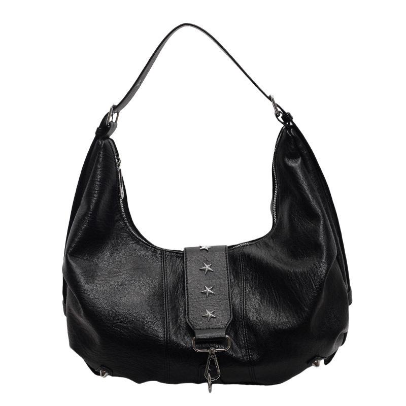 Retro Texture Casual Large Capacity Shoulder Bag Tote Bag Soft Leather Lazy Style Versatile Commuter Bag Women'S
