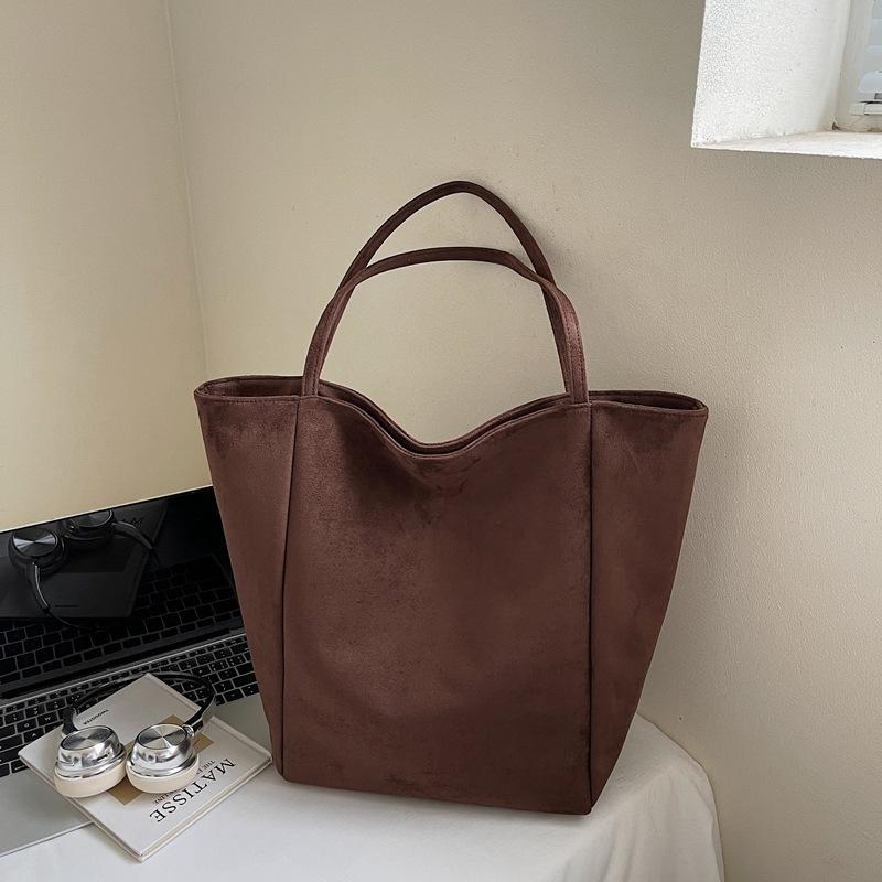 Casual commuting retro suede large-capacity bag women's new autumn and winter shoulder bag tote bag