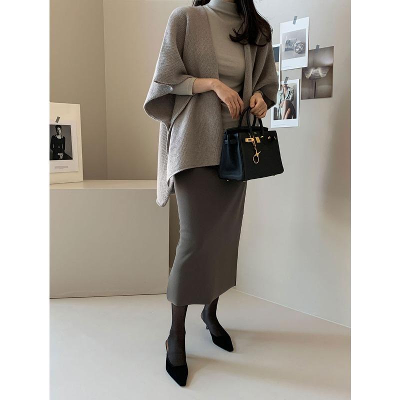 Fashion Loose Knitted Cardigan Shawl Jacket Women's Casual Gentle Elegant Sweaters Cape Autumn Winter Simple Solid Color Coats Female Clothing