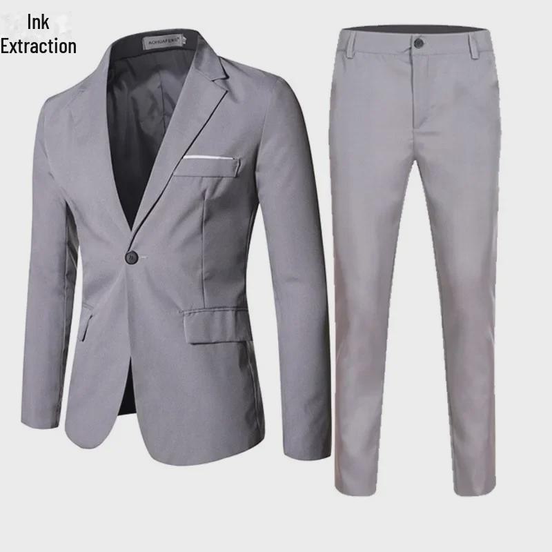 Men's Spring & Fall Casual Fashion Suits: Popular Two-Piece for Young Men, Groom & Best Man