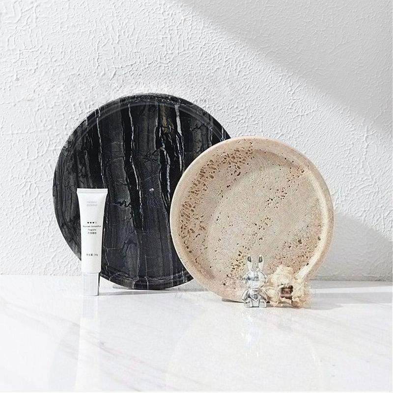 Natural Marble Round Tray Nordic Style Light Luxury Home Decoration Beauty Tray Bathroom Storage Tray