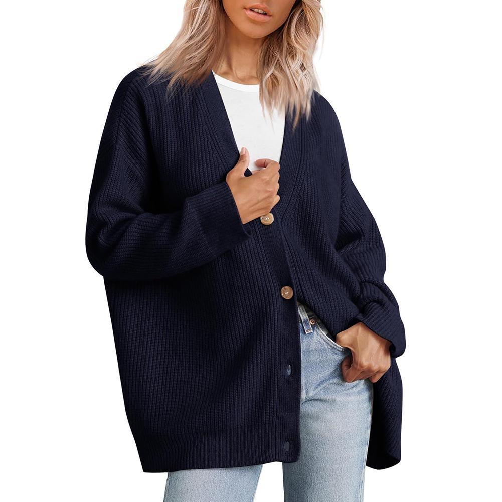 Simple Women's Knitted Cardigan Soft Comfortable V-neck Cardigan Clothes for Commute