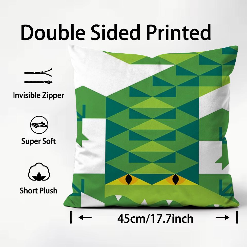 Simple Animal Anime Art Cushion Cover Plush Fabric Soft DoubleSided Printed Sofa Warm Winter Home Child Gift Pillow Case
