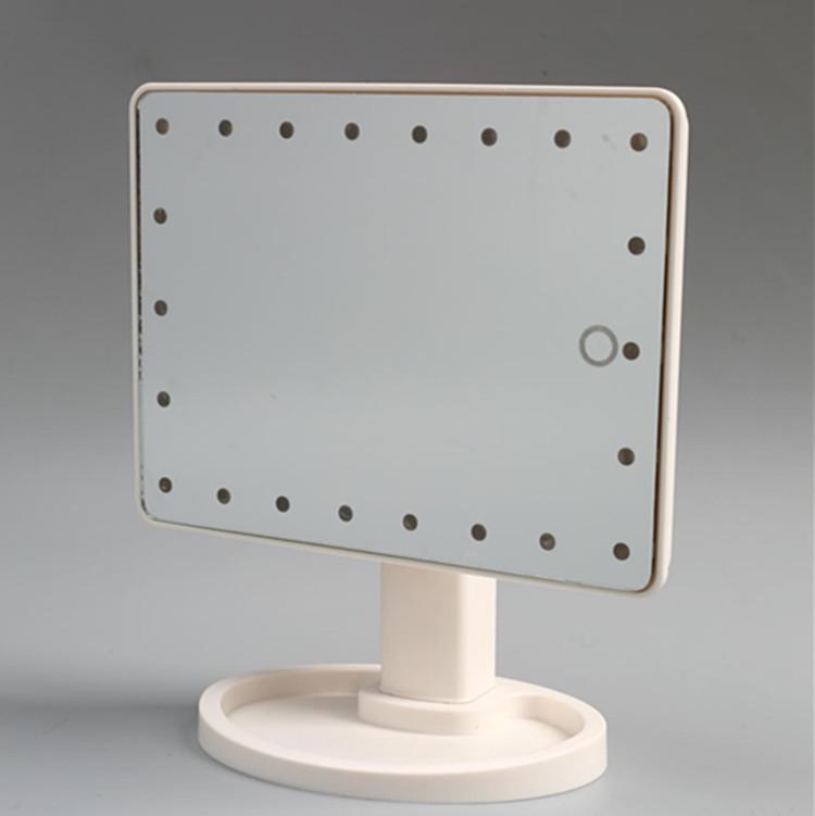 360° Rotating LED Vanity Mirror with Touch Sensor, 16/22 Lights, and Desktop Storage