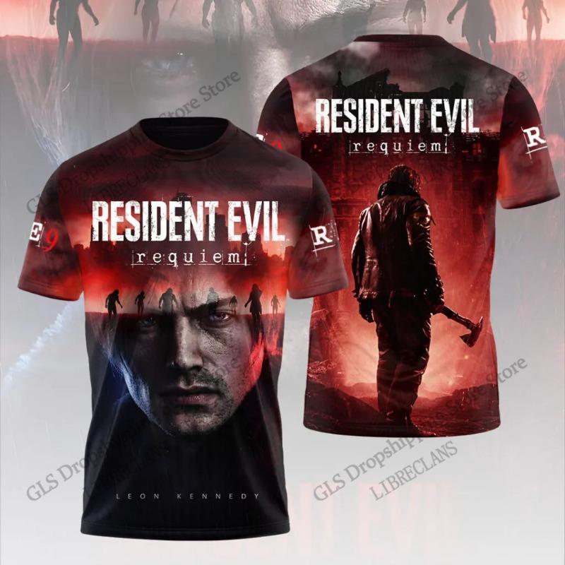 Summer New Vintage Resident Evil 3d Print T-shirt Men Women Fashion Hip Hop Plus Size Streetwear Short Sleeve Tops Tees Kids