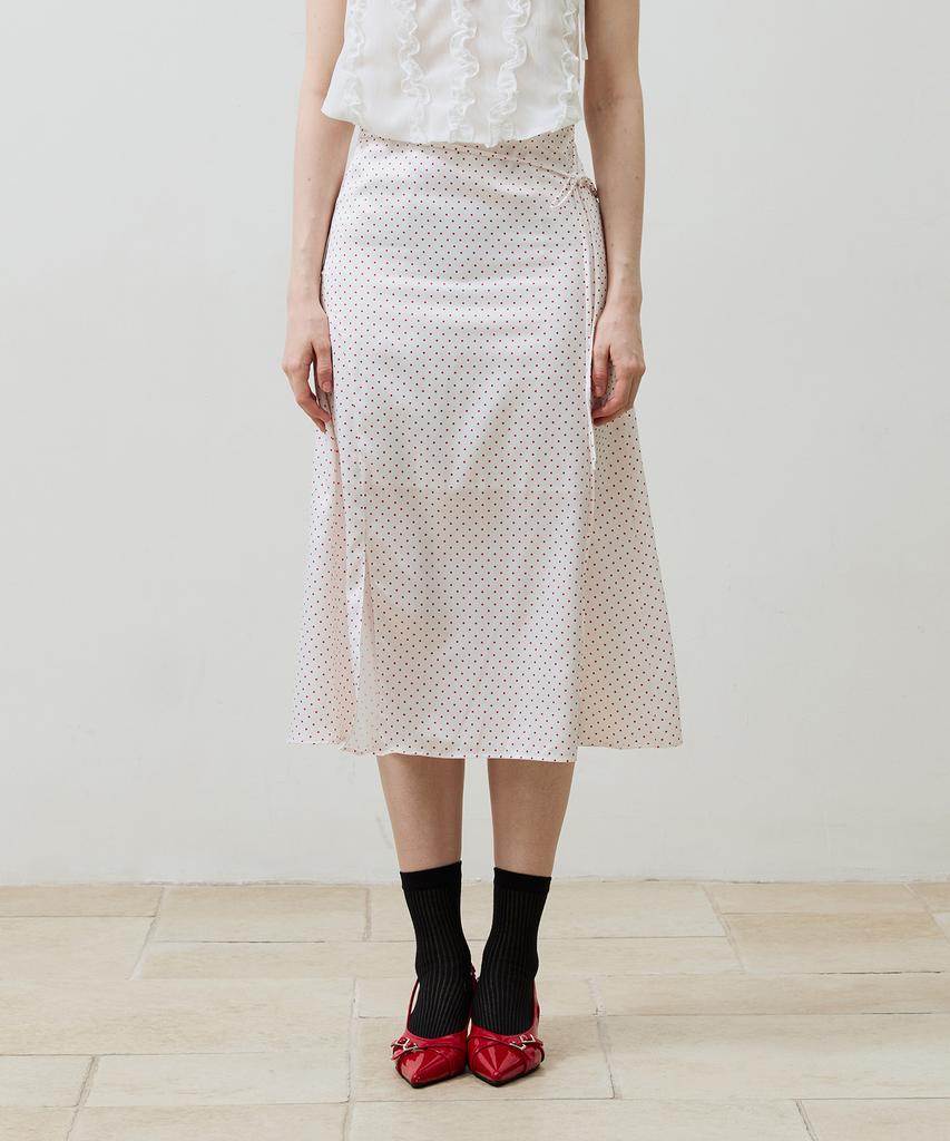 Alikim Tiny Dot Slit Skirt/Red